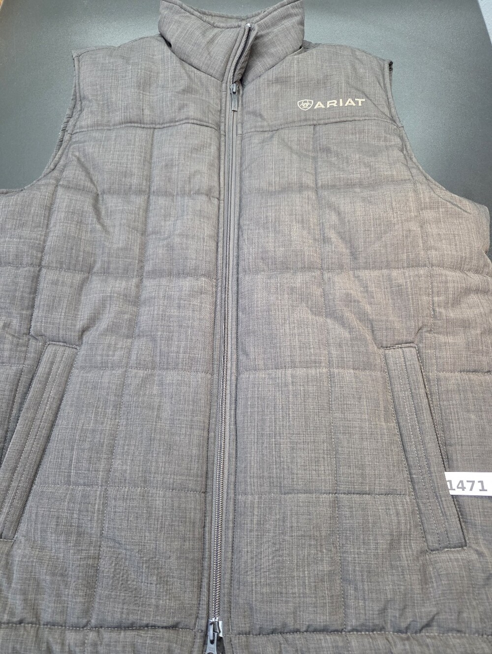 Ariat Insulated Full Zip Fleece-Lined Vest Gray Men's Large L Wind & Water #1471